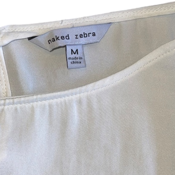 Naked Zebra Women’s White Semi-Sheer Tie Waist & Sleeves Blouse Size Medium - Picture 5 of 7